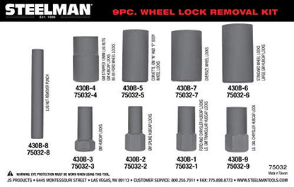 Steelman 9-Piece Hubcap and Wheel Lock Removal Kit, Twist Sockets, Hex Removers