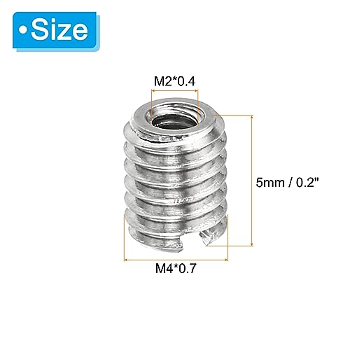 PATIKIL Thread Adapters Sleeve Reducing Nut, 10 Pcs M4*0.7 Male to M2*0.4 Female Repairing Insert Nut Screw Reducer Conversion Stainless Steel Fastener 5mm - size: M2xM4x5mm