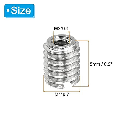 PATIKIL Thread Adapters Sleeve Reducing Nut, 10 Pcs M4*0.7 Male to M2*0.4 Female Repairing Insert Nut Screw Reducer Conversion Stainless Steel Fastener 5mm - size: M2xM4x5mm