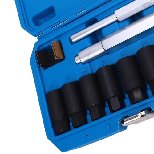 RiToEasysports Wheel Lock Removal Kit CRMO Steel Lug Nut Extractor Set 8 Sizes 18mm to 25mm Reverse Spiral Design for Removing Damaged Rusted Rounded Lug Nuts on Cars Trucks