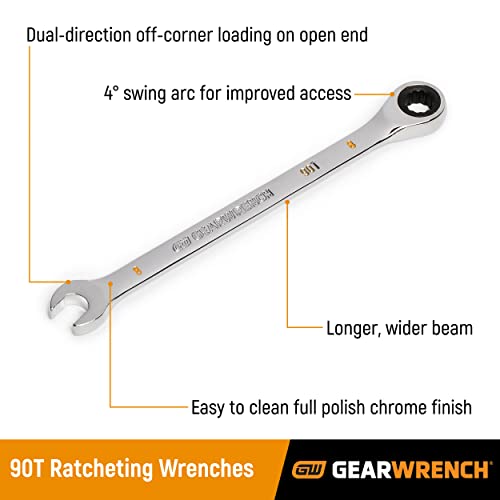 GEARWRENCH 17mm 4 Degree Swing Arch 12 Point Ratcheting Combination Wrench - 86917 - size: 17mm