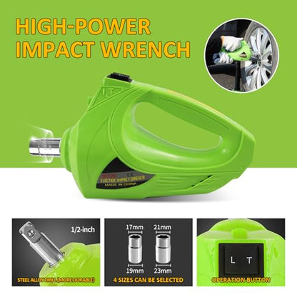 Electric Car Jack Kit 5Ton 12V Car Jack(Lifting Range: 6.1~20.86 inch) with Impact Wrench Tire Inflator for SUV MPV Sedan Truck Change Tires Garage Repair and Emergency Tire Change - color: Jack+Wrench+Air Pump