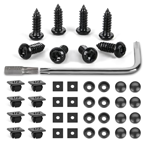GOOACC 8 Sets Anti-Theft Stainless Steel License Plate Screw Kit with Anti-Rust Stainless Steel Mounting Hardware and Nylon Fastener Nuts for Securing License Plates Frames on Cars, Trucks, SUVs - color: 8 Sets License Plate Screw