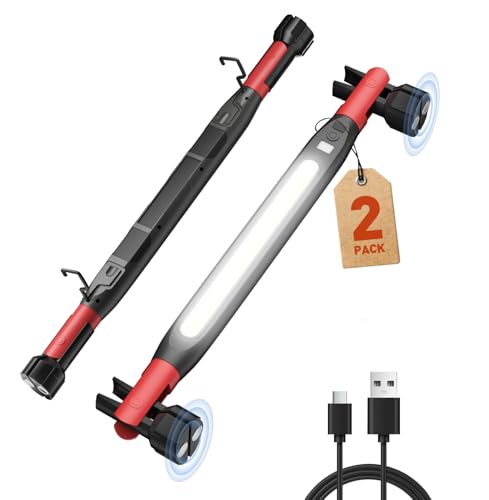 2 Pack Magnetic Work Light - Bright Rechargeable LED Work Light Bar, Under Hood Mechanic Light for Garage, Workshop, Vehicle Inspection, Gift for Mechanics