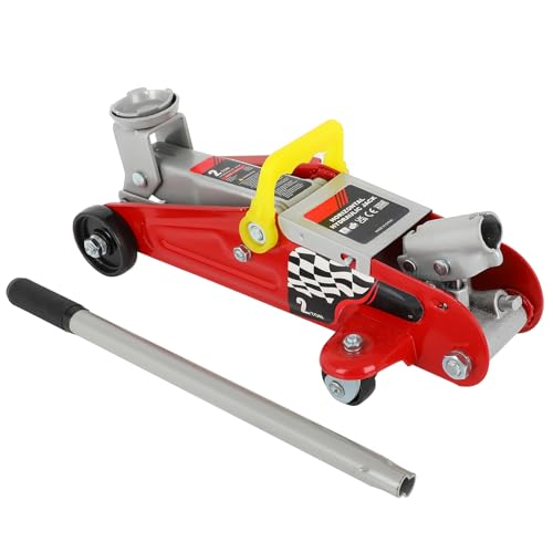 OCPTY Low Profile Floor Jack 2 Ton (4400 lbs), Heavy Duty Iron Hydraulic Racing Floor Jack, Hydraulic Car Jack, Single Piston Quick Lift Pump, 4.92"-11.81" Height Lifting Range (red)