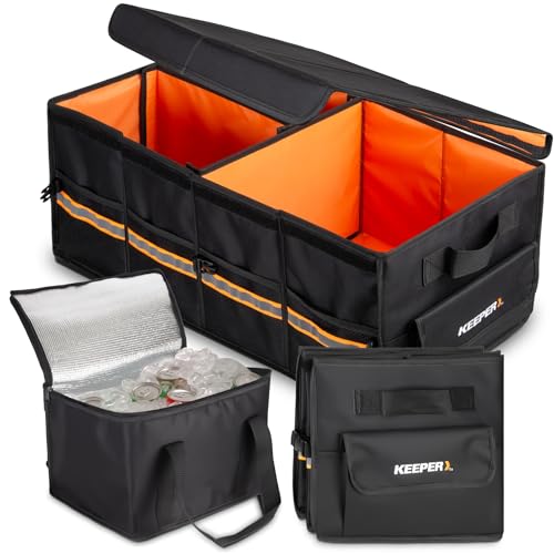 KEEPER Extra Large Trunk Organizer with Cooler, 70L, Multi-Compartment Collapsible Car Organizers and Storage, Non-Slip Bottom, Suitable for SUV, Minivan, and Cars - size: Extra Large (70L) with Cooler
