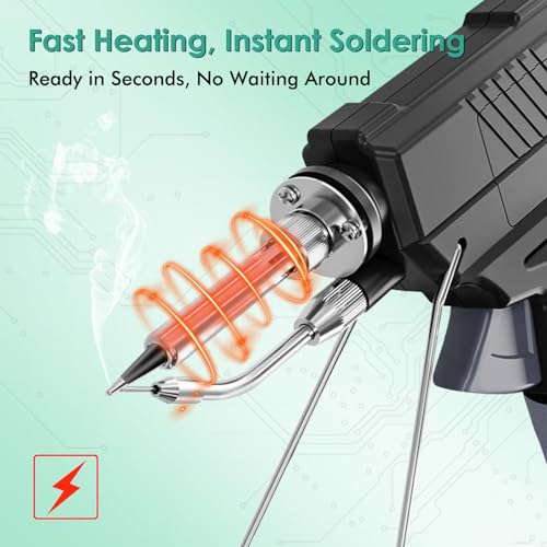 Soldering Iron gun Kit,60W Auto Feed Soldering Kit with Adjustable Temperature LCD Display,Wire,Tip Cleaner,5 Tips,Pump,Tweezers for Electronic PCB Repair,DIY - style: Gun