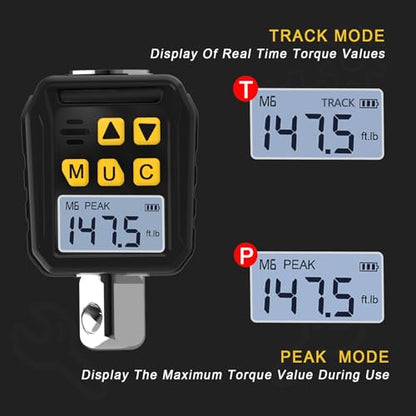 1/2” Drive Digital Torque Adapter, 7.38-147.5 Ft-lb/10-200 Nm Digital Torque Wrench Converter with 3/8" and 1/4" Adapters for Bicycle Motorcycle Car Repair - size: 7.38-147.5Ft.lb/10-200Nm