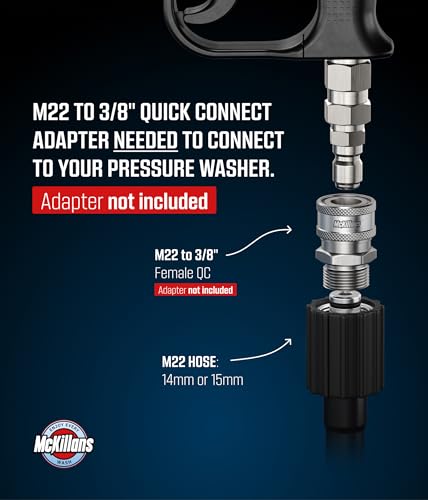 McKillans® Short Pressure Washer Gun with Swivel - High Pressure Water Handle with 3/8" Male Plug and 1/4” Quick Connector Coupler - Power Washer Gun Compatible with Foam Cannon - Car Wash Foam Gun - color: Swivel Gun