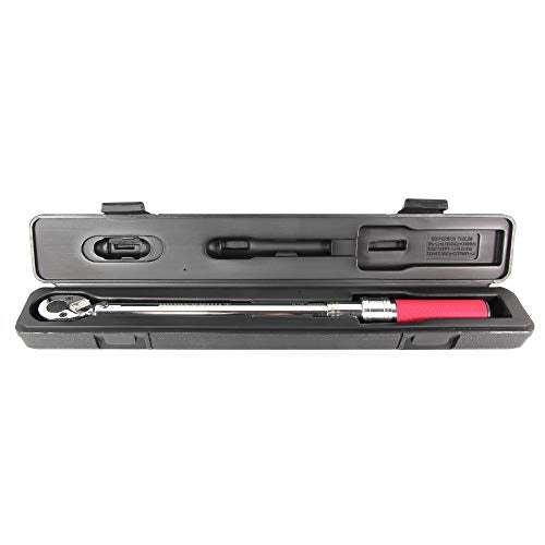 Powerbuilt Micrometer Torque Wrench, 1/2 Inch Drive, Dual Scale, Working Range 30 to 150 Ft-Lbs, Retractable Lock, Storage Case - 649974 - style: Micrometer