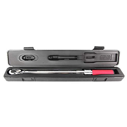 Powerbuilt Micrometer Torque Wrench, 1/2 Inch Drive, Dual Scale, Working Range 30 to 150 Ft-Lbs, Retractable Lock, Storage Case - 649974 - style: Micrometer