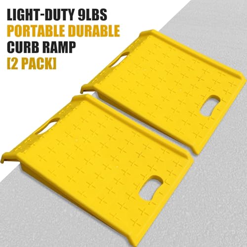 2 Pack Portable Curb Ramps, Lightweight Durable Plastic Driveway Curb Ramp Rated 2200 Pounds Load Capacity, for 13.5" inch Rise Max Height Threshold Ramp Service Range