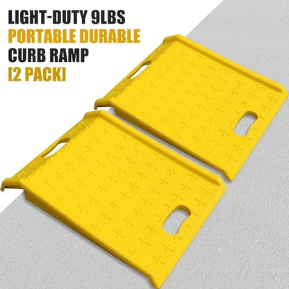 2 Pack Portable Curb Ramps, Lightweight Durable Plastic Driveway Curb Ramp Rated 2200 Pounds Load Capacity, for 13.5" inch Rise Max Height Threshold Ramp Service Range