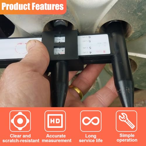 Car Wheel Rim Bolt Pattern Measuring Tool, 4 5 6 8 Holes Wheel PCD Gauge Sliding Caliper, Lug Bolt Pattern Gauge, Universal PCD Ruler Auto Quick Measurement Accessories