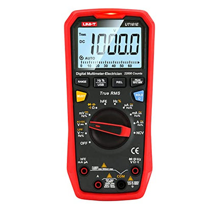 UNI-T Digital Multimeter Tester UT161E, True RMS 1000V AC DC Voltage Meter Tester Ohm Meter Capacitance Frequency 22000 Counts USB Transmission NCV hFE LPF ACV - size: UT161E Multimeter
