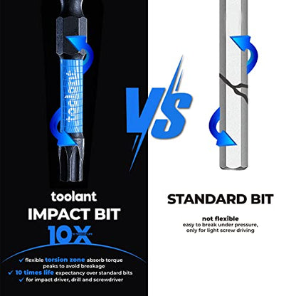 Toolant 1' Impact Torx Bits 50 Pack (T25), 1/4' Hex Shank S2 Steel Screwdriving Star Bits, CNC Machined Tips, with Storage Box - size: T25(1"*50pcs)