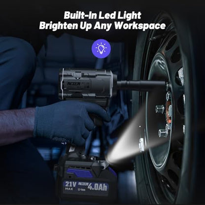 850Nm Cordless Impact Wrench 1/2 Inch Compatible with Makita 18V Battery, High Torque 628Ft/lbs, Variable Speed with 2x4.0 Ah Lithium Battery, Charger and Socket Set for Car Home Repair