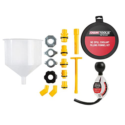 OEMTOOLS 87045 No Spill Coolant Filling Funnel Kit with Coolant Tester, No Spill Coolant Funnel Kit, Coolant Tester Kit - style: 16 Piece with Coolant Tester
