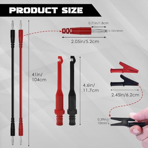 6PCS Multimeter Test Leads Set Electric Wire Piercing Probe, Automotive Insulation Back Probes ，Fully Insulated Alligator Clips0079， 4mm Banana Plug Test Leads for for Diagnostic Electrical Testing