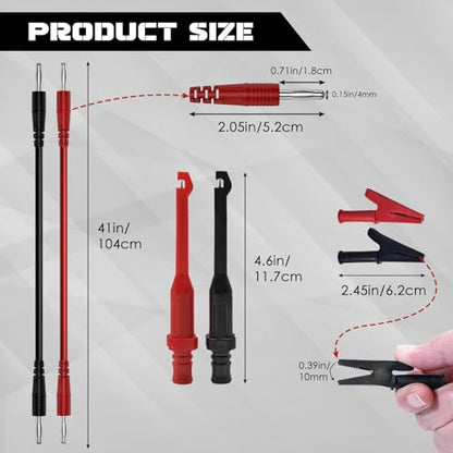 6PCS Multimeter Test Leads Set Electric Wire Piercing Probe, Automotive Insulation Back Probes ，Fully Insulated Alligator Clips0079， 4mm Banana Plug Test Leads for for Diagnostic Electrical Testing