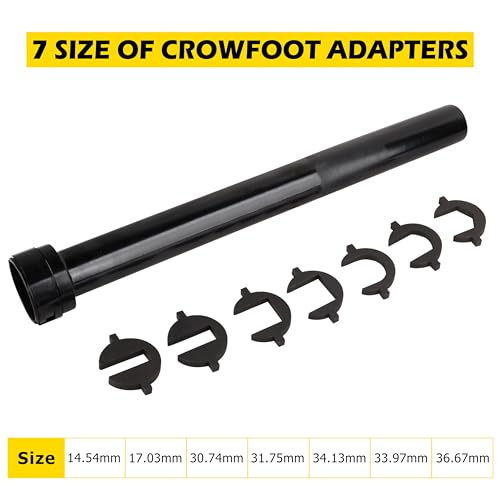 DAYUAN Inner Tie Rod Removal and Installation Tool with 7 Crowfoot Adapters | 14.6-36.5mm Adapter Sizes，45# Steel Construction，For Inner Tie Rod Removal & Installation，Quick Slide Collar，Storage Case - size: 8Pcs-Red
