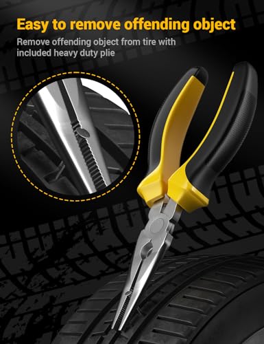 AUTOWN Flat Tire Repair Kit with Air Compressor, Professional Tire Plug Kit | 120PSI Portable Air Pump with Auto-Stop & LED, Heavy Duty Emergency Tool for Car, Truck, Motorcycle, SUV, ATV, Tractor, 54pcs