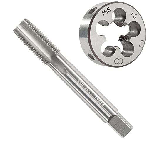 M16 x 1.5 Metric Tap and Die Set, M16 X 1.5mm HSS Machine Thread Tap and M16 X 1.5mm Alloy Tool Steel Round Thread Die Right Hand - size: M16x1.5mm