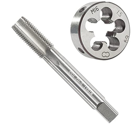 M16 x 1.5 Metric Tap and Die Set, M16 X 1.5mm HSS Machine Thread Tap and M16 X 1.5mm Alloy Tool Steel Round Thread Die Right Hand - size: M16x1.5mm