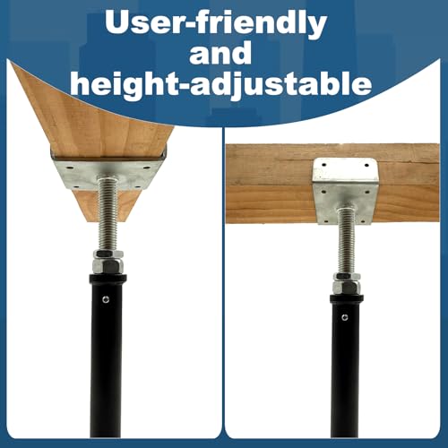 2 Pack U-Shaped Floor Jack - Adjustable Steel Beam Support for 4x2, 4x4, 4x6 Joists Heavy Duty Screw Jack with U-Head Telepost & House Jack.6-8.5 Inch Adjustment Range. - size: 6-9
