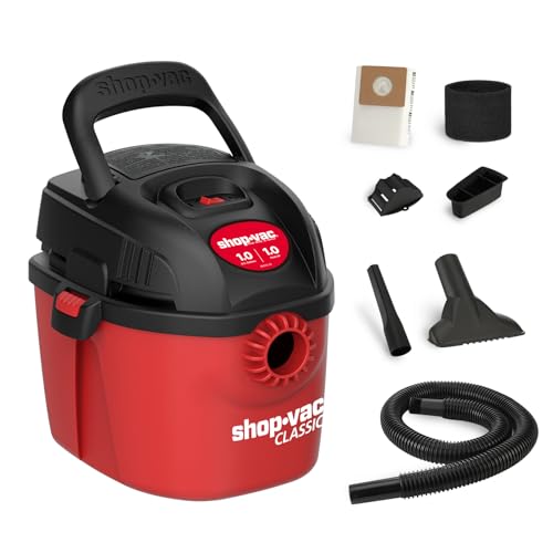 Shop-Vac 2021000 1 Gallon 1 Peak Wet/Dry Vac, Portable Compact Micro Vacuum with Collapsible Handle Wall Bracket & Multifunction Accessories Uses Type A Filter Bag & Type MM Foam Sleeve - color: Red