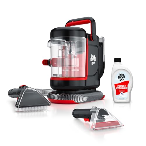 Dirt Devil Portable Spot Cleaner Machine for Carpet and Upholstery | Powerful Suction Spot Cleaning Machine with Versatile Tools, Pair with Dirt Devil Portable Cleaner Solution - style: Portable Spot