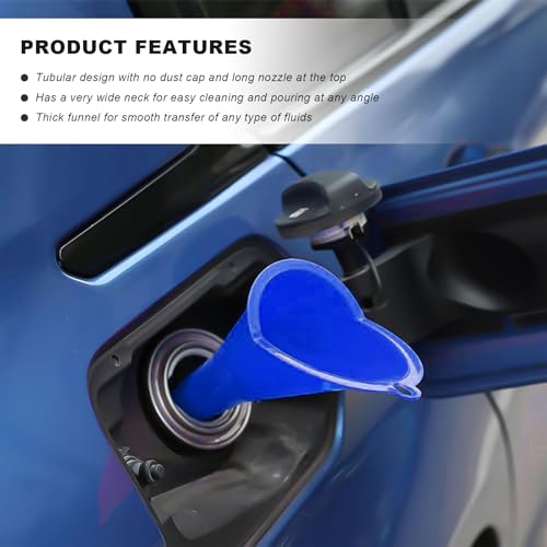 Sun Walker 2PCS Oil Funnel, Multi-Purpose Plastic Engine Oil Funnels with Long Neck, Automotive Spill Saver Funnel for Filling Fuel Diesel Lubricant Coolant & Other Liquids (Blue) - color: Blue