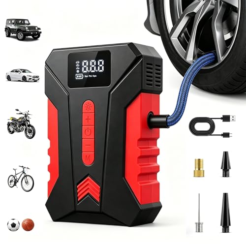 Portable Tire Inflator, 120 PSI Air Compressor with Auto Shut-Off, Digital Pressure Gauge for Car, SUV, Bike Tires