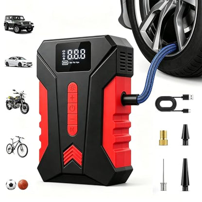 Portable Tire Inflator, 120 PSI Air Compressor with Auto Shut-Off, Digital Pressure Gauge for Car, SUV, Bike Tires