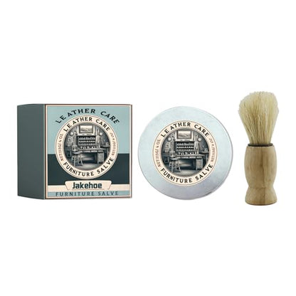 Leather Repair Salve and Brush Set for Furniture Upholstery Car Seats Wood Sofa Cleaning Conditioning Restore Shine Softness Prevent Cracks