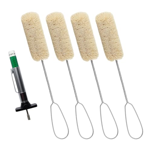 4PCS Tire Lubricant Brush Applicator Swab Set with Tread Depth Gauge, 12.5" Universal Extra Long Tire Shine Applicator, Car Cleaning Brush for Most Common Lube Buckets(Two Color) - color: Two Color