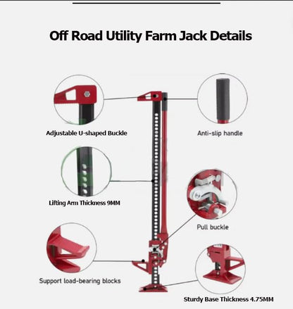 GarveeTech 33 in Farm Jack,Ratcheting Off Road Utility Jack, 7000 LBS Utility High Lift Farm Jacks,Adjustable Lifting Height 4.92-25.98 in Heavy-Duty Farm Jack for Tractor, Truck, SUV, Bumper Lift - size: 33”