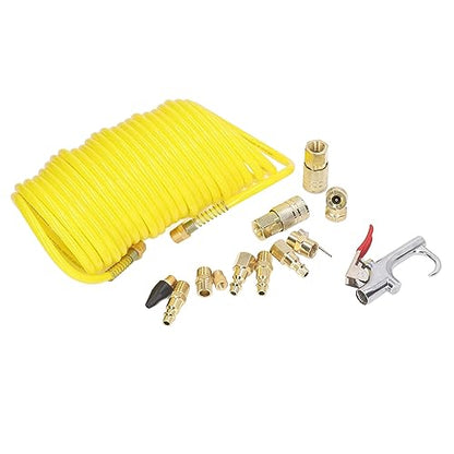 14PCS Air Compressor Kit with 1/4 Inch NPT Quick Connector, Nylon Air Hose Kit for Automotive Repair and Cleaning, Includes Blow Gun and Fittings for Dual - Use Pneumatic