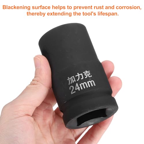 HARFINGTON 4 Point Square Socket 1" Drive by 24mm Metric Square Impact Socket 40CR Blackening Standard Wheel Sockets Pneumatic Socket Tool for Auto Repair Mechanical Maintenance Home Use - size: 24mm