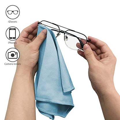 Puomue 6 Pack Microfiber Glass Cleaning Cloth, 16 Inch X 16 Inch, Lint Free Quickly Clean Window, Glasses, Windshields, Mirrors, and Stainless Steel, Blue - color: Blue