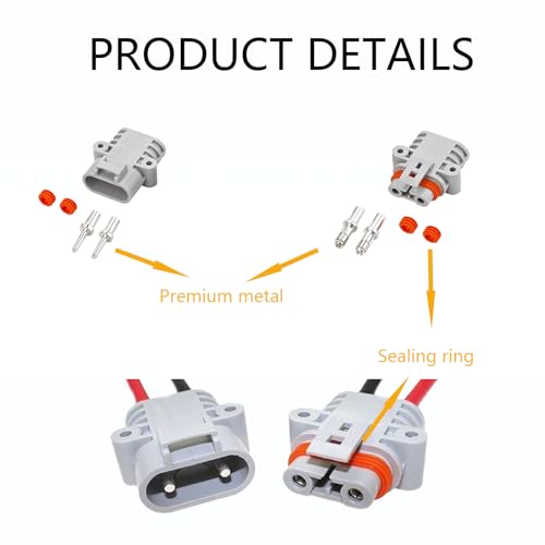 Waterproof Anderson 50A connector, Anderson Jumper Cable Plug Connector kit, Battery Quick Connect/Disconnect, 8AWG 30cm Cable, Can Be Used For Car, Truck, RV, Outdoor Cable connection. (Ads FS) - size: Anderson 50A Waterproof Connector