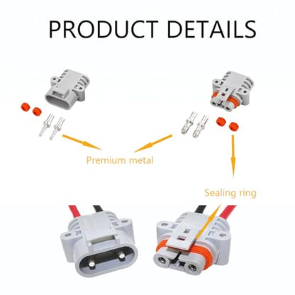 Waterproof Anderson 50A connector, Anderson Jumper Cable Plug Connector kit, Battery Quick Connect/Disconnect, 8AWG 30cm Cable, Can Be Used For Car, Truck, RV, Outdoor Cable connection. (Ads FS) - size: Anderson 50A Waterproof Connector