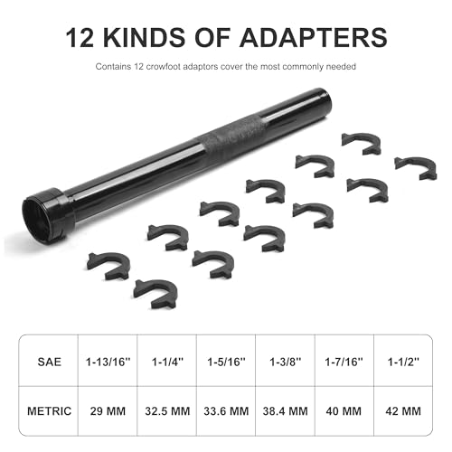 Inner Tie Rod Removal Tool Kit for Tie Rod Removal and Installation with 12 Crowfoot Adapters 1/2 Inch Drive Tube