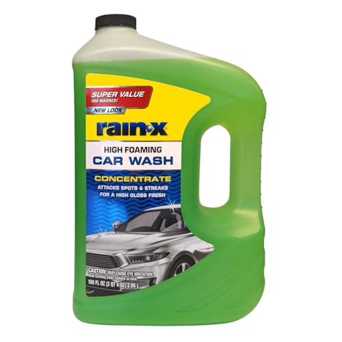 Rain-X 620191 Car Wash - 100 fl oz. High-Foaming, Concentrated Formula for Greater Cleaning Action, Safely Lifting Dirt, Grime and Residues for an Exceptional Clean - size: 100 Fl Oz (Pack of 1), style: New Packaging