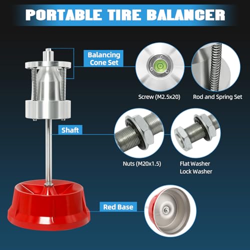 8MILELAKE Portable Bubble Wheel Balancer, Heavy Duty Hubs Wheel Tire Balancer with Bubble Level, Rim Tire Balancing Machine for Car & Light Truck