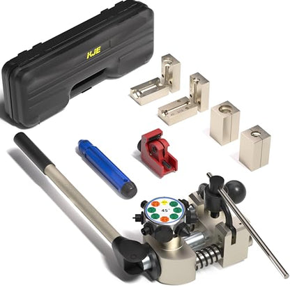 KJE Professional 45 Degree Brake Line Flaring Tool Kit, Single, Bubble, Double Flare, Brake Line and Tubing Flaring Tool for 3/16", 1/4", 5/16", 3/8" Tubes - size: 45°