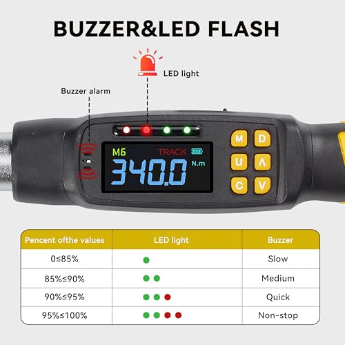 Digital Torque Wrench Set, 1/2 Inch Driver Torque Wrench with Socket Adapter and Extension Bar, 12.5-250 ft-lb (17-340 Nm), ±2% Accuracy, 72-Tooth, for Automotive Truck Car Motorcycle - size: 1/2" 340Nm