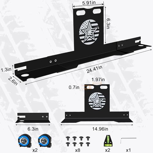 Wheel Alignment Tool with Imperial Tape Measure, Upgraded Automotive Alignment kit Without Removing Calipers, Heavy-Duty Stainless Steel Toe Alignment Plates for Most Cars, Trucks and SUVs