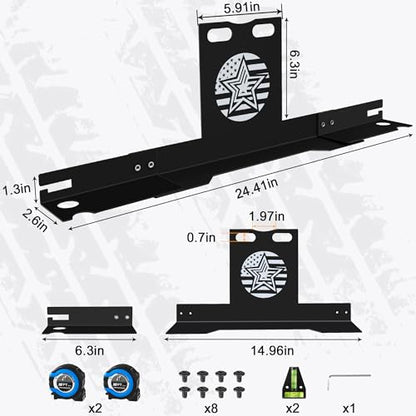 Wheel Alignment Tool with Imperial Tape Measure, Upgraded Automotive Alignment kit Without Removing Calipers, Heavy-Duty Stainless Steel Toe Alignment Plates for Most Cars, Trucks and SUVs