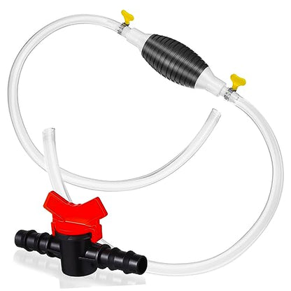 1set Manual Transfer Pump Kit Siphon Hose and Check Valve Portable Hand Pump for Gas Oil and Water Plastic and Stainless Steel Design Easy for Home and Automotive Use